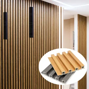 Pelapis lapisan Pvc komposit plastik kayu, plak papan dinding bergalur, Panel dinding Interior UTRA