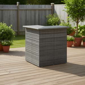 Table de bar d'angle en polyrotin gris 39,4x19,7x41,3 cm, table d'extérieur, design contemporain durable - Product Image 2