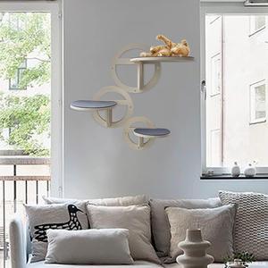 Estante de pared DIY clásico de madera para gatos, conjunto de <span class=keywords><strong>hamaca</strong></span> y perchas de pared 3 en 1, escalones, árbol de actividades, juego y descanso - Product Image 4