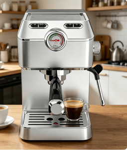 <span class=keywords><strong>Cafetera</strong></span> Comercial con Bomba de Alta Presión de 15-20 Bares, Tanque de Agua de 1.5 <span class=keywords><strong>L</strong></span>, para Uso Doméstico, Máquina de <span class=keywords><strong>Espresso</strong></span> con Manómetro - Product Image 6