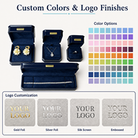 Boîte à bijoux octogonale en cuir PU avec plaque dorée, logo personnalisé, insert en velours, pour bague, boucles d'oreilles, pendentif, bracelet, coffret cadeau