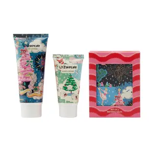 Usine oem magnifique ensemble de 3 articles coffret cadeau de Noël lotion pour le corps crème pour les mains bain exfoliant produits de soins de la peau à lattes