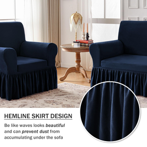 ปลอกโซฟาผ้าแจ็คการ์ดกำมะหยี่พร้อมกระโปรงผ้ายืดหยุ่นได้ปลอกโซฟาแบบนุ่มพิเศษส่วนที่คลุมที่นั่งโซฟาเฟอร์นิเจอร์กันลื่น - Product Image 5