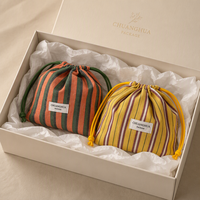 Sac à cordon en toile de coton, pochette cosmétique rayée, organiseur de maquillage, trousse de toilette de voyage, pochette de rangement réutilisable, vente en gros