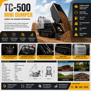 Envío Gratis, Gran Oferta, Mini Camión Volquete Barato, EPA CE EUR5, Autocargable, Mini Dumper con Orugas de Goma - Product Image 2