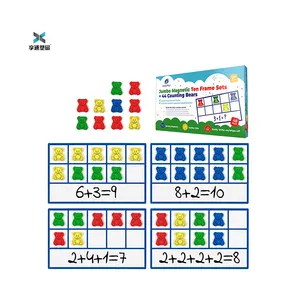 ZHE-Juego de diez marcos magnéticos con conteo de osos, Set de clase de matemáticas para escuela preescolar, caja de Color de elementos educativos