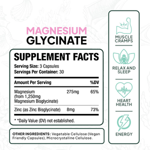 Integratore di Magnesio Glicinato Puro <span class=keywords><strong>con</strong></span> <span class=keywords><strong>Zinco</strong></span>, Supporta Muscoli e Sonno, 90 Capsule di Magnesio Glicinato - Product Image 2