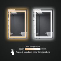 Defogger Rectangle Carré Mur Rétro-Éclairé Capteur Tactile Commutateur Sans Cadre Trempé Led Salle De Bains Miroir De Bain Avec Lumière pour Salle De Bains