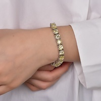 Bracelet jonc de créateur en argent avec pierre jaune et diamants canaris pour femme et homme, bracelet d'amitié en cristal