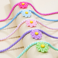 Collier de perles coloré pour enfants, pendentif fleur, bijoux de princesse