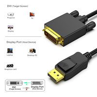 Câble DVI mâle-mâle de 1 m, 1,8 m, 3 m, adaptateur de connexion DP vers DVI, 1080p 3D pour HDTV, PC, projecteur