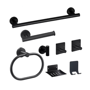 Accessori per il bagno 7 pezzi portasapone a parete nero acciaio inossidabile portasciugamani <span class=keywords><strong>porta</strong></span> portasciugamani <span class=keywords><strong>porta</strong></span> rasoio - Product Image 1