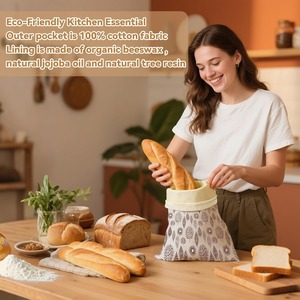 Lot de sacs à pain réutilisables en coton pour usage quotidien, conservation des aliments, pâte à sourde maison, maintien au frais, compatibles congélateur, lavables, grande fermeture éclair - Product Image 6