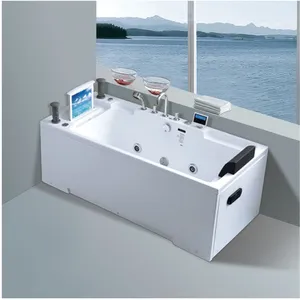 Foshan Sanitary Ware Manufacturer Bathtub Freestanding Bathtub Sap Jet Massage White Rectangle Shape Bathtub