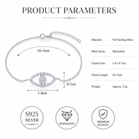 Bracelet Moissanite Yeux en Argent Sterling 925 avec Pendentif Charme, Bijou Tendance Quotidien pour Femme