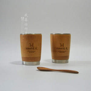 Bamboo Tumbler 304 Stainless Steel Inner Liner Straight Cup Anti-Slip Gift For Beer Beverage Packaging - Product Image 1