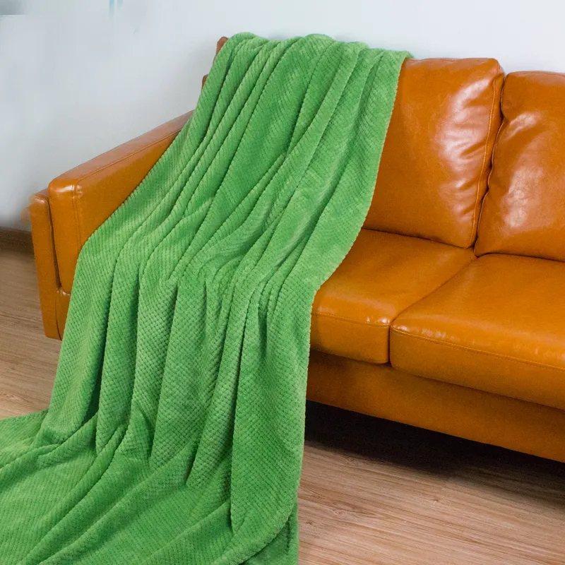 Ramah lingkungan hangat polos 3D pola bergaris jacquard tenun 100% poliester rajut wafel flanel selimut lempar untuk tempat tidur Sofa