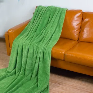 Ökologisch weiches warmes schlichtes 3D-gestreiftes muster jacquard-gewebe 100% Polyester gestrickt Waffel flanell Überwurfdecke für Sofa-Bett