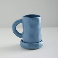 Tasses à café en céramique modernes pour cappuccino, avec plateau, pour usage domestique quotidien, surface irrégulière, finition brillante, couleur personnalisable, glaçure, vente en gros, qualité alimentaire