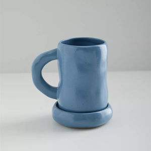 Superficie irregolare glassa di colore personalizzabile lucida all'ingrosso per la casa ogni giorno usato in ceramica cappuccino tazze e tazze da caffè con piastra - Product Image 2