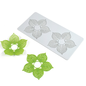Molde de silicona de 2 orificios con diseño de hoja hueca y encaje para corona de invierno, plantilla para decoración de pasteles, molde para azúcar comestible y decoración de repostería - Product Image 5