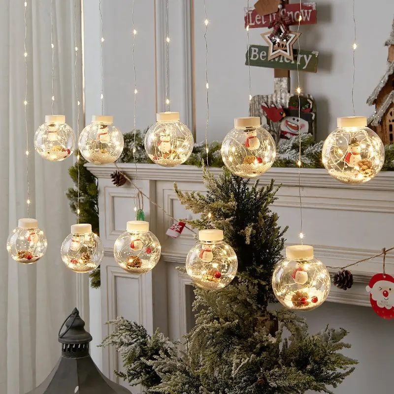 LED الستار أضواء سانتا كلوز ثلج الطوق متمنيا الكرة عيد الميلاد يوم متجر نافذة اللباس عيد الميلاد شجرة أضواء الديكور