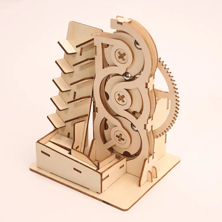 Wooden Custom STEM educational Wooden folk crafts solar energy mechanical gear toys wood 3d educational puzzle toys for adults