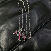Collier à double épée incrusté de diamants, élégant et polyvalent, tendance et personnalisé pour les couples