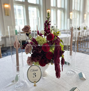 Centro de Mesa de Flores Artificiales para Boda, Arreglo de Rosas y Anturios Borgoña para Decoración de Eventos - Product Image 6