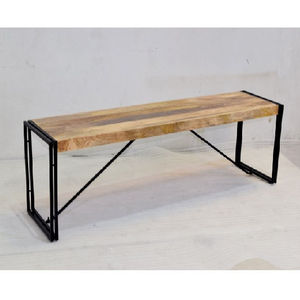 Banco plegable de madera maciza de alta resistencia con base de marco de hierro, Banco portátil para jardín y Patio para asientos al aire libre, muebles para el hogar - Product Image 3