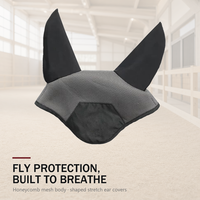 Voile anti-mouches pour chevaux avec bonnet d'oreille en maille respirante alvéolée et couvre-oreilles extensibles pour l'équitation et le saut d'obstacles