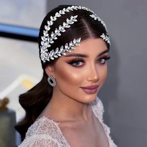 Diadema de novia americana europea, banda para el pelo con diamantes de imitación para fiestas de boda, accesorios para el cabello con forma hueca, sin presión - Product Image 1
