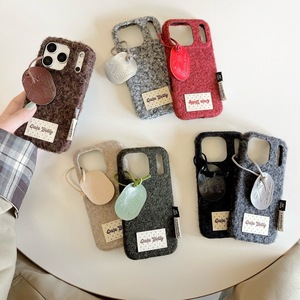 Étui de téléphone en polaire bouclée couleur unie, avec joli pendentif en cuir, coque de protection antichoc pour iPhone 15 Pro Max <span class=keywords><strong>14</strong></span> 16 17 Pro Max - Product Image 3