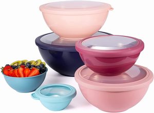 Gran oferta 2025, juego de tapas de plástico, juego de cuencos mezcladores, juego de cuencos anidados de <span class=keywords><strong>12</strong></span> piezas, incluye 6 cuencos mezcladores de preparación - Product Image 3