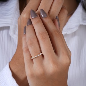 Bague éternelle en or jaune avec diamants de coupe mixte pour femmes, fine et élégante, alliance de mariage, bijoux fins modernes - Product Image 2