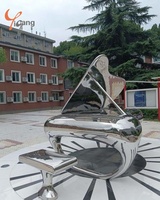 Sculpture de piano en acier inoxydable poli à la main, design personnalisé, décoration de haute qualité pour intérieur et extérieur, artisanat métallique