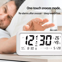 Horloge de table numérique électronique intelligente en plastique, design Art Déco, avec fonction snooze et détection tactile robuste, idéale pour les étudiants.
