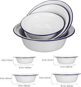 Bol à mélanger en émail vintage, 4 pièces, emboîtables, style ancien, avec poignées en acier, pour les occasions de mariage - Product Image 4
