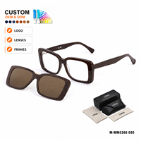 Lunettes de soleil œil de chat bicolores haut de gamme avec monture marron, système de clip magnétique, charnière renforcée, protection UV400, OEM ODM, vente en gros