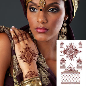 Tato sementara, kualitas tinggi, mode gaya tato sementara, stiker <span class=keywords><strong>Henna</strong></span> tahan air, tato tangan coklat - Product Image 2