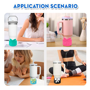 Diseño de <span class=keywords><strong>mariposa</strong></span> creativo, cubierta de silicona inferior de Copa, 7,5 cm de diámetro, barra Universal, vaso protector, bota, accesorio para beber - Product Image 5