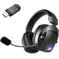 Casque de jeu sans fil 2,4 G RGB à trois modes, circum-auriculaire, avec microphone détachable, étanche IPX4, autonomie de 20h, pour DJ et usage sportif