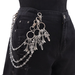 Cadena de cintura con colgante de espada cruzada estilo europeo, plata tibetana, 35cm, 45cm, 55cm, cadena corporal de moda hip hop para hombres y mujeres - Product Image 5