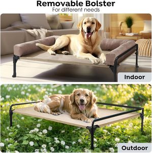 Three Sided Fence Outdoor Raised <b>Dog</b> <b>Bed</b> Large <b>Elevated</b> <b>Dog</b> <b>Bed</b> Cot <b>Dog</b> Hammock <b>Bed</b> with Removable Bolster Raised <b>Dog</b> <b>Bed</b> - Product Image 4