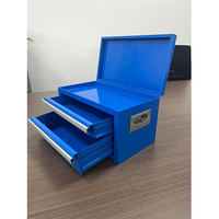 Boîte à outils industrielle mini en métal avec 2 tiroirs, couvercle rabattable, en acier thermolaqué, portable, supporte la personnalisation OBM