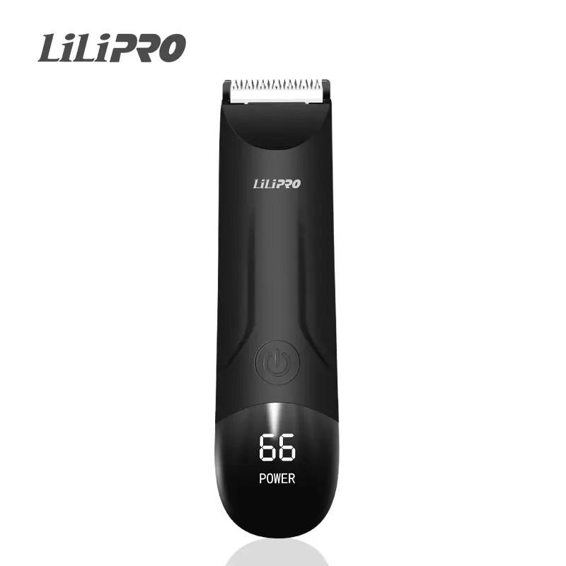 LiliPRO Aparador e barbeador elétrico para homens, IPX5, indicador LED para aparar pêlos e barbas, barbeador de pêlos pubianos