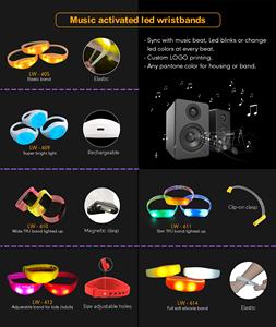Bracelets lumineux personnalisés avec logo, bracelet en silicone LED activé par le son, s'illumine au rythme de la musique - Product Image 5