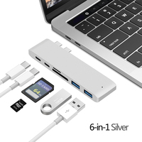 Station d'accueil pour Macbook Pro, Hub USB C double Type C vers USB 3.0 Thunderbolt 3 TF, lecteur de carte SD
