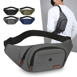 Sac de poitrine pour homme tendance, vert militaire, sangle réglable, imperméable, pour le cyclisme en plein air, sac banane bandoulière, couleur unie - Product Image 2