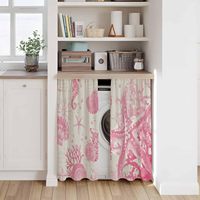 Rideaux de cuisine 2 panneaux motif étoile de mer rose, décoration de fenêtre thème nautique plage coquillage, draperies courtes pour salle de bain et camping-car